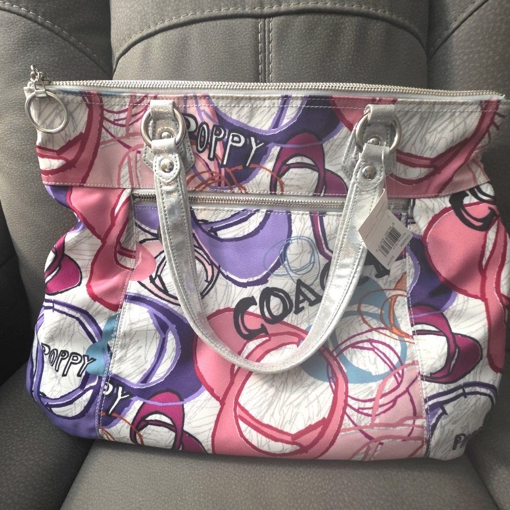NWT Coach Poppy Montage Glam Large Tote – Multicolor Graffiti Canvas Bag (2011)
